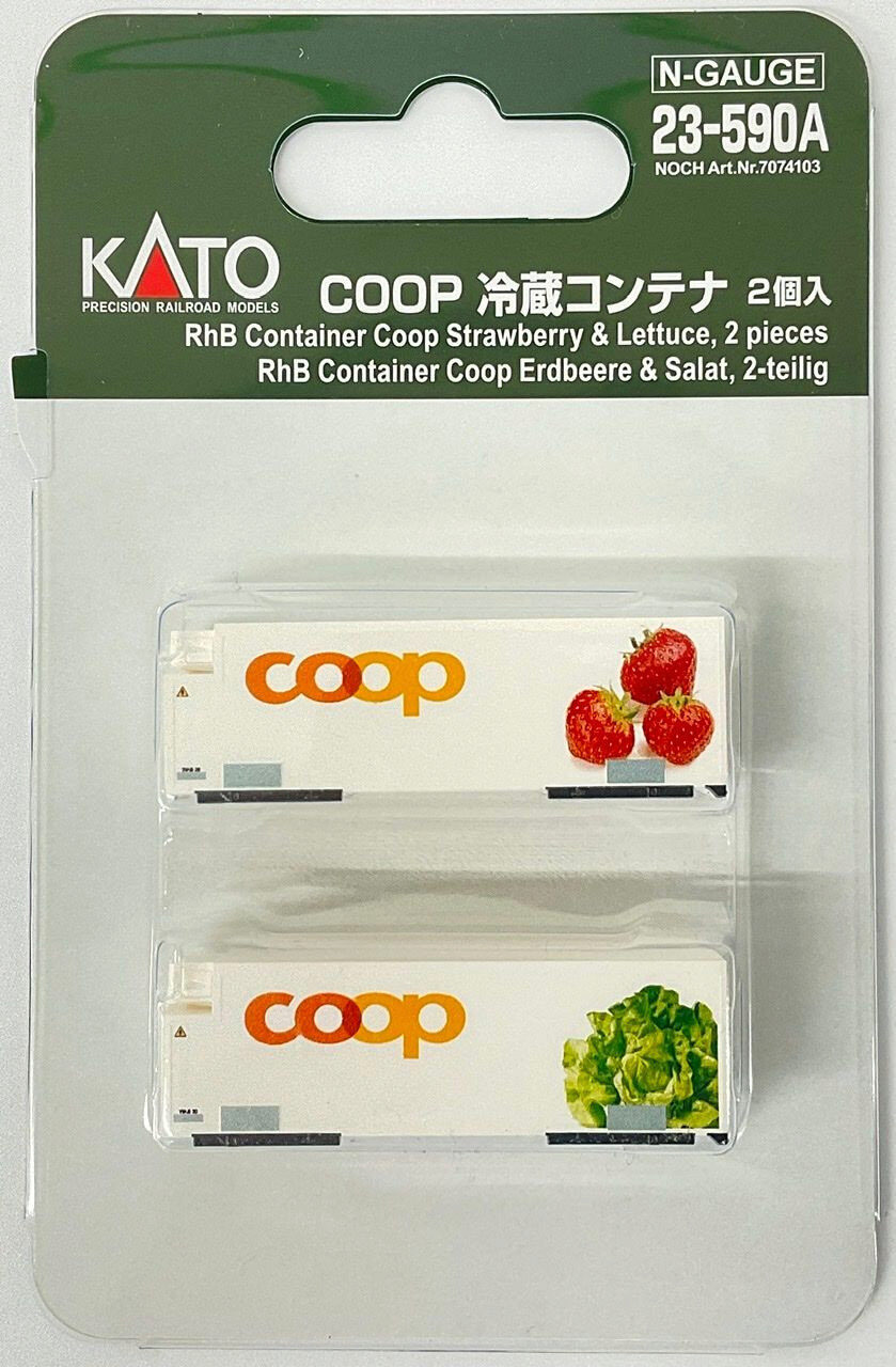 Kato 7074103 RhB COOP Kühl-Container,1 x Erdbeere + 1 x Salat